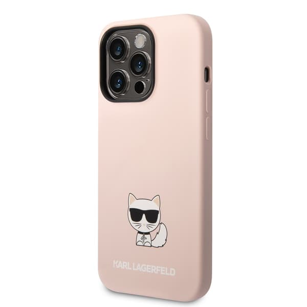 Karl Lagerfeld iPhone 14 Pro Kuori Liquid Silicone Choupette Vaaleanpunainen