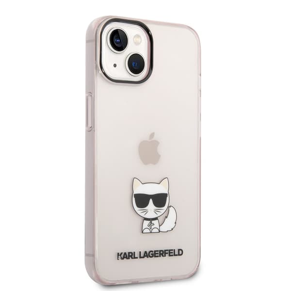 Karl Lagerfeld iPhone 14 Kuori Printed Choupette Läpinäkyvä Vaaleanpunainen