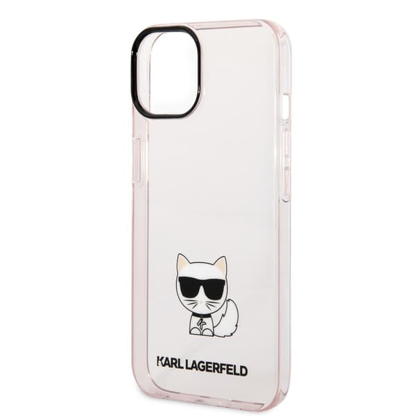 Karl Lagerfeld iPhone 14 Kuori Printed Choupette Läpinäkyvä Vaaleanpunainen