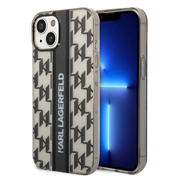 Karl Lagerfeld iPhone 14 Skal Monogram Vertical Stripe Svart