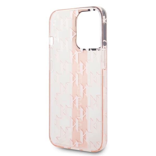 Karl Lagerfeld iPhone 14 Pro Kuori Monogram Vertical Stripe Vaaleanpunainen