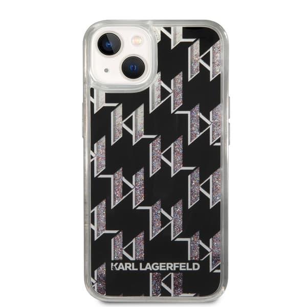 Karl Lagerfeld iPhone 14 Plus Cover Liquid Glitter Monogram Sort