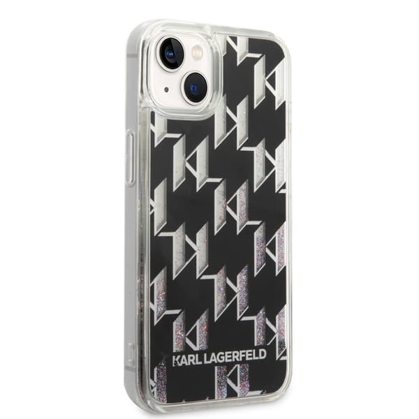 Karl Lagerfeld iPhone 14 Plus Cover Liquid Glitter Monogram Sort