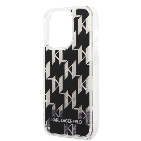Karl Lagerfeld iPhone 14 Pro Skal Liquid Glitter Monogram Svart