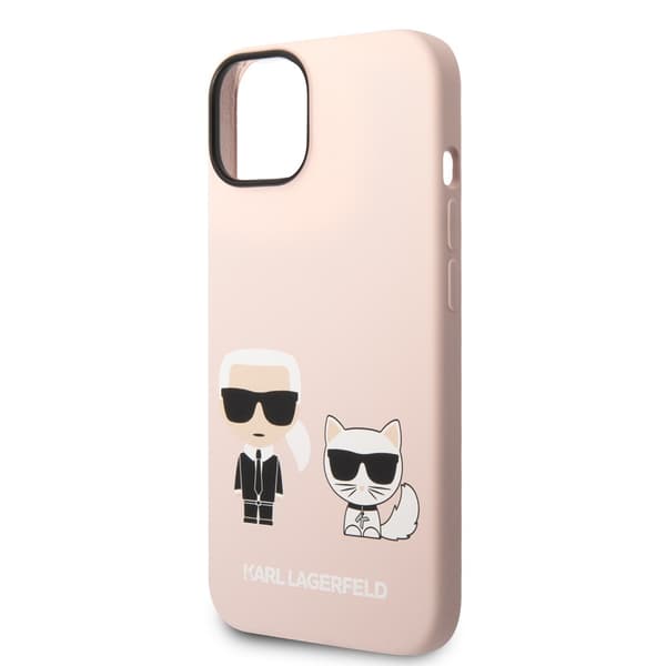 Karl Lagerfeld iPhone 14 Kuori Liquid Silicone Karl & Choupette Vaaleanpunainen