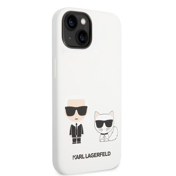 Karl Lagerfeld iPhone 14 Plus Skal Liquid Silicone Karl & Choupette Vit