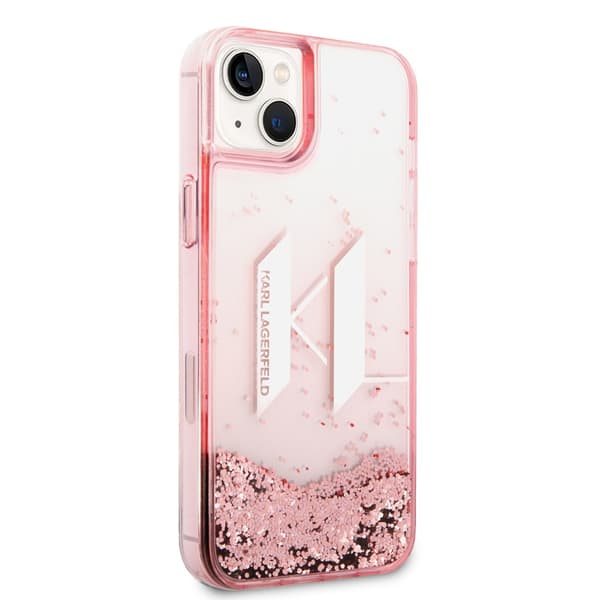 Karl Lagerfeld iPhone 14 Plus Cover Liquid Glitter Big Logo Lyserød