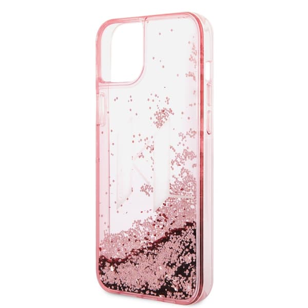 Karl Lagerfeld iPhone 14 Plus Cover Liquid Glitter Big Logo Lyserød