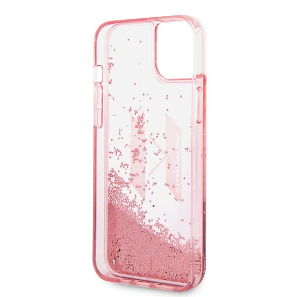 Karl Lagerfeld iPhone 14 Plus Cover Liquid Glitter Big Logo Lyserød
