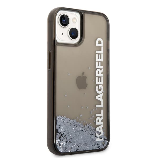Karl Lagerfeld iPhone 14 Skal Liquid Glitter Translucent Svart