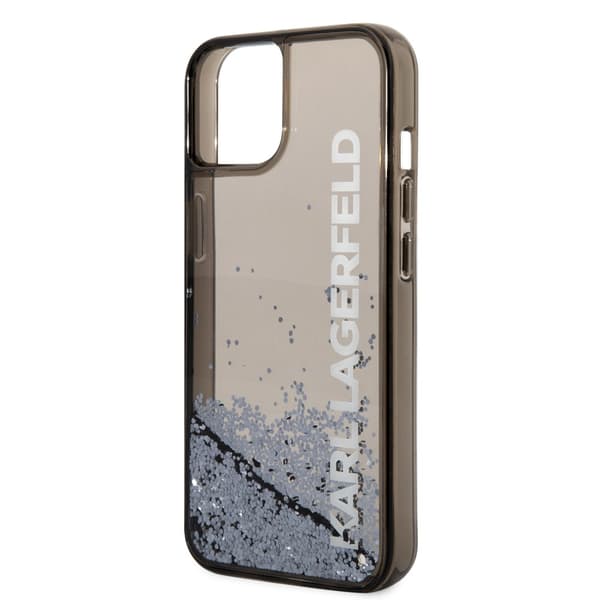 Karl Lagerfeld iPhone 14 Skal Liquid Glitter Translucent Svart