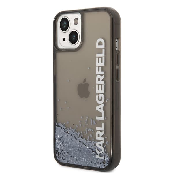 Karl Lagerfeld iPhone 14 Skal Liquid Glitter Translucent Svart