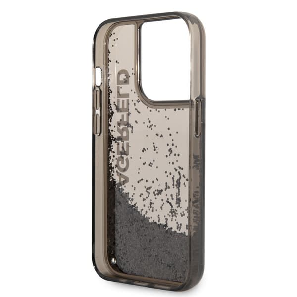 Karl Lagerfeld iPhone 14 Pro Max Skal Liquid Glitter Translucent Svart