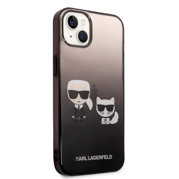 Karl Lagerfeld iPhone 14 Plus Kuori Karl & Choupette Gradient Musta