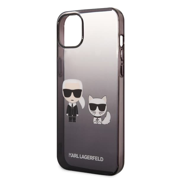 Karl Lagerfeld iPhone 14 Plus Kuori Karl & Choupette Gradient Musta