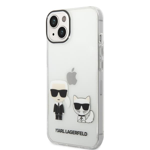 Karl Lagerfeld iPhone 14 Kuori Karl & Choupette Gradient Valkoinen