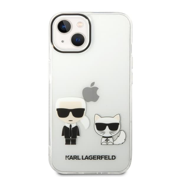 Karl Lagerfeld iPhone 14 Kuori Karl & Choupette Gradient Valkoinen
