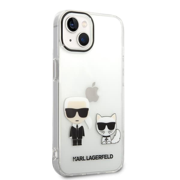 Karl Lagerfeld iPhone 14 Kuori Karl & Choupette Gradient Valkoinen