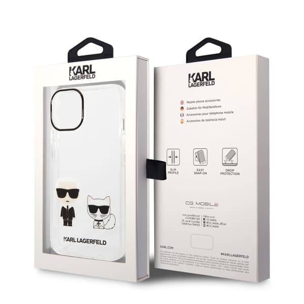 Karl Lagerfeld iPhone 14 Kuori Karl & Choupette Gradient Valkoinen