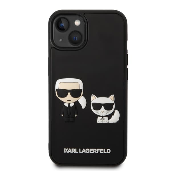 Karl Lagerfeld iPhone 14 Plus Cover 3D Rubber Karl & Choupette Sort