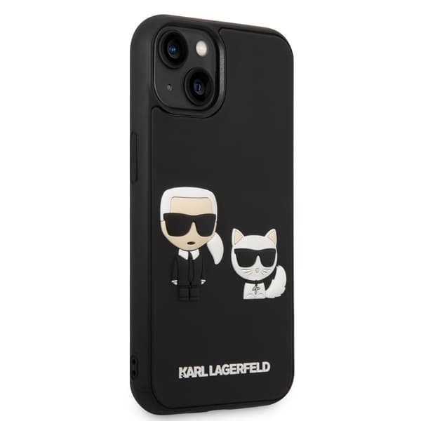 Karl Lagerfeld iPhone 14 Plus Cover 3D Rubber Karl & Choupette Sort