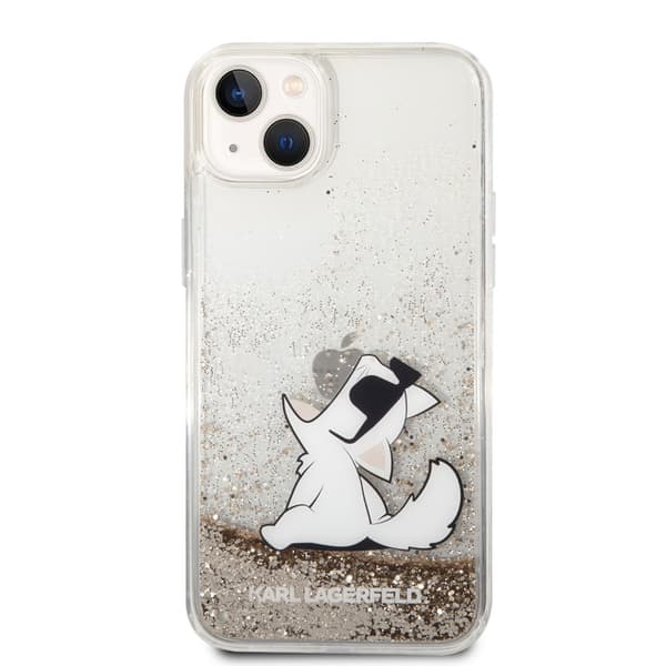 Karl Lagerfeld iPhone 14 Plus Kuori Liquid Glitter Choupette Kulta