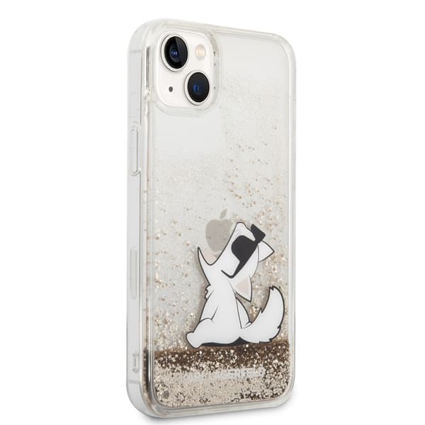 Karl Lagerfeld iPhone 14 Plus Kuori Liquid Glitter Choupette Kulta