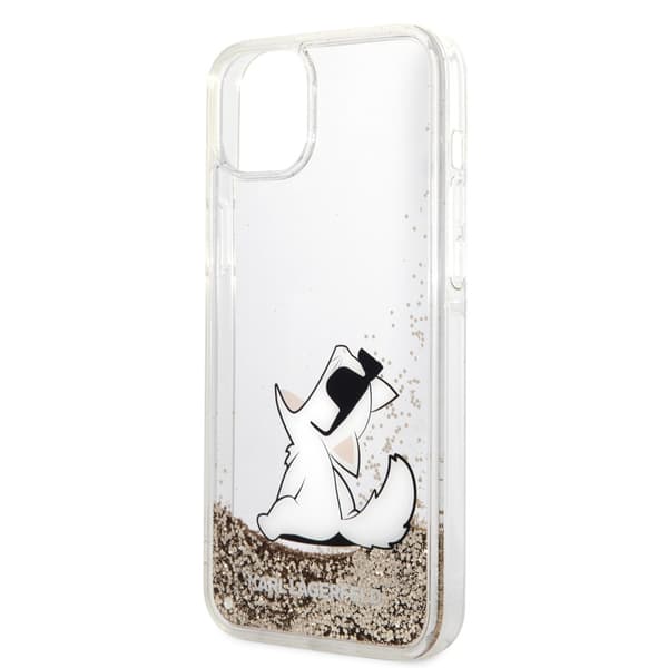 Karl Lagerfeld iPhone 14 Plus Kuori Liquid Glitter Choupette Kulta