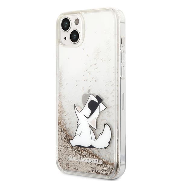 Karl Lagerfeld iPhone 14 Plus Kuori Liquid Glitter Choupette Kulta