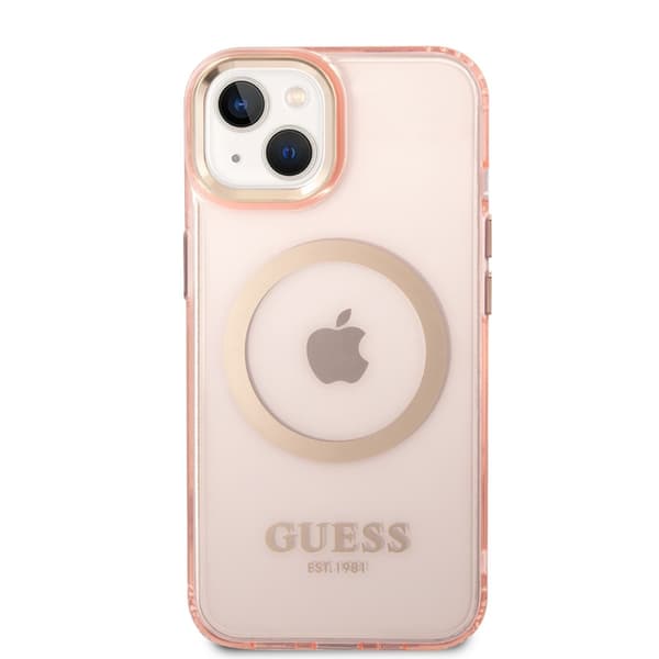 Guess iPhone 14 Skal Translucent MagSafe Rosa