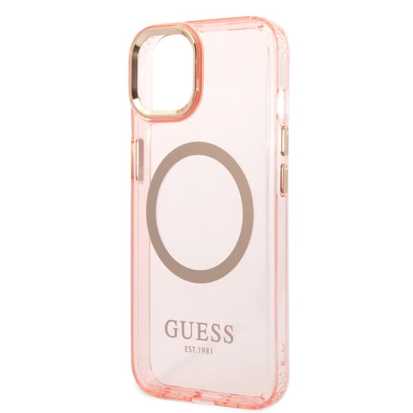 Guess iPhone 14 Plus Kuori Translucent MagSafe Vaaleanpunainen