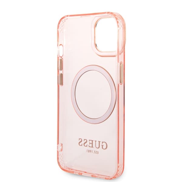 Guess iPhone 14 Plus Kuori Translucent MagSafe Vaaleanpunainen