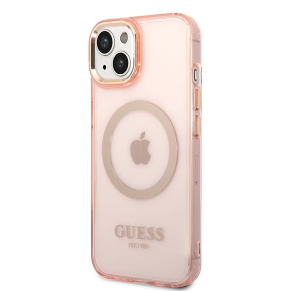 Guess iPhone 14 Plus Kuori Translucent MagSafe Vaaleanpunainen