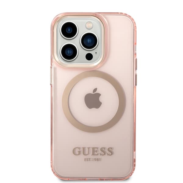 Guess iPhone 14 Pro Kuori Translucent MagSafe Vaaleanpunainen
