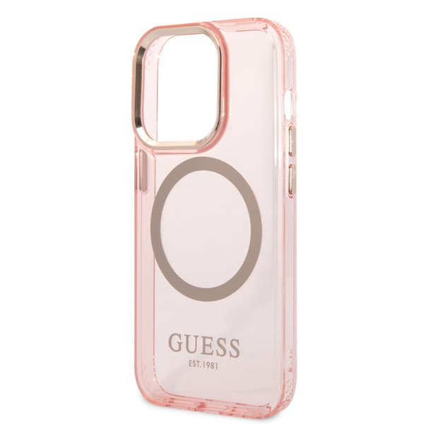 Guess iPhone 14 Pro Kuori Translucent MagSafe Vaaleanpunainen