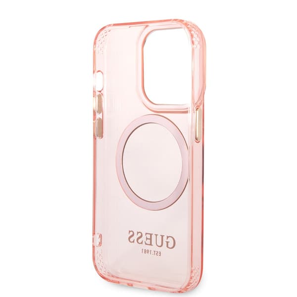 Guess iPhone 14 Pro Max Kuori Translucent MagSafe Vaaleanpunainen