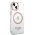 Miniatyrbillede 4 af 7: Guess iPhone 14 Cover Transparent MagSafe Lyserød Transparent