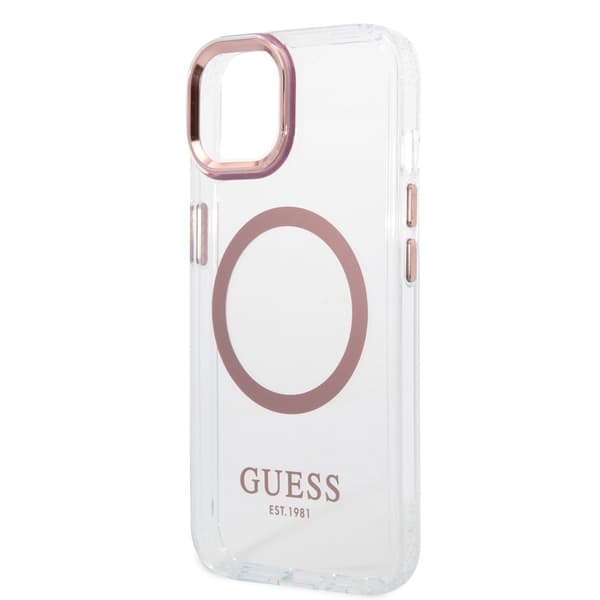 Guess iPhone 14 Cover Transparent MagSafe Lyserød Transparent
