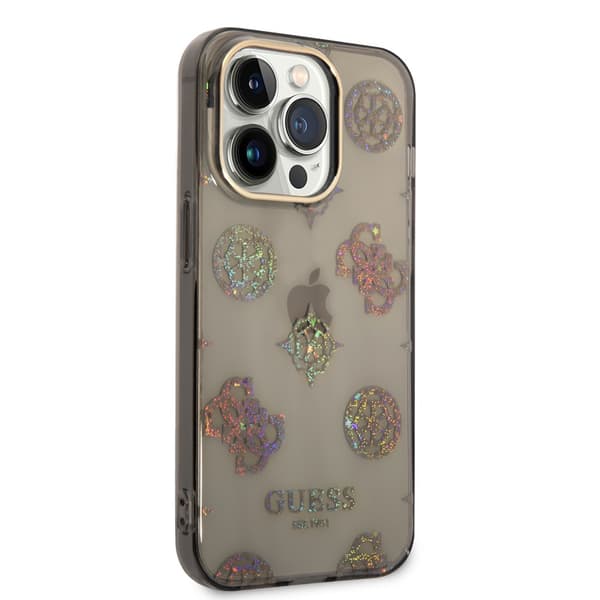 Guess iPhone 14 Pro Kuori Peony Glitter Musta