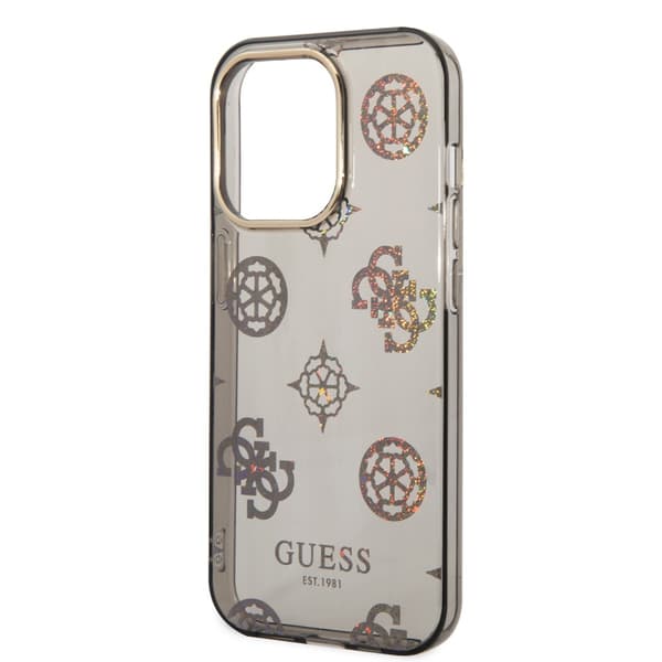 Guess iPhone 14 Pro Kuori Peony Glitter Musta