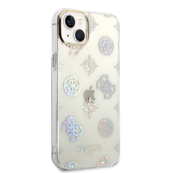 Guess iPhone 14 Plus Kuori Peony Glitter Valkoinen