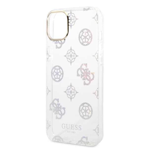 Guess iPhone 14 Plus Kuori Peony Glitter Valkoinen