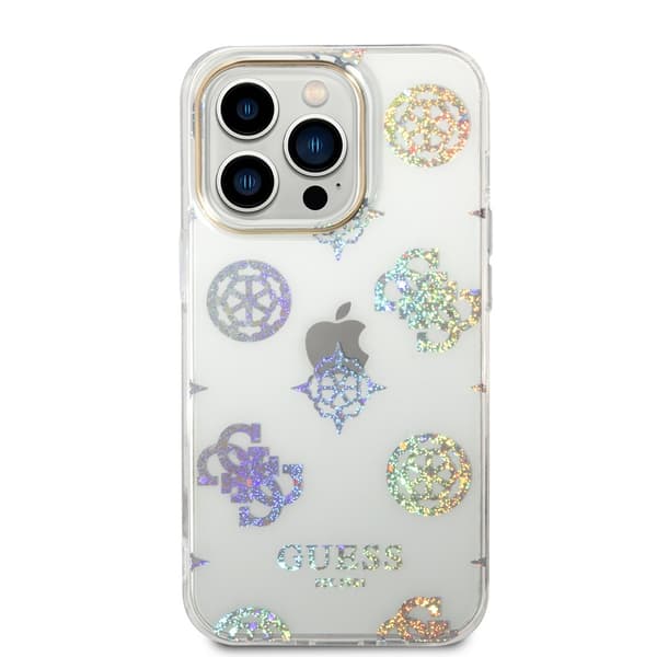 Guess iPhone 14 Pro Skal Peony Glitter Vit