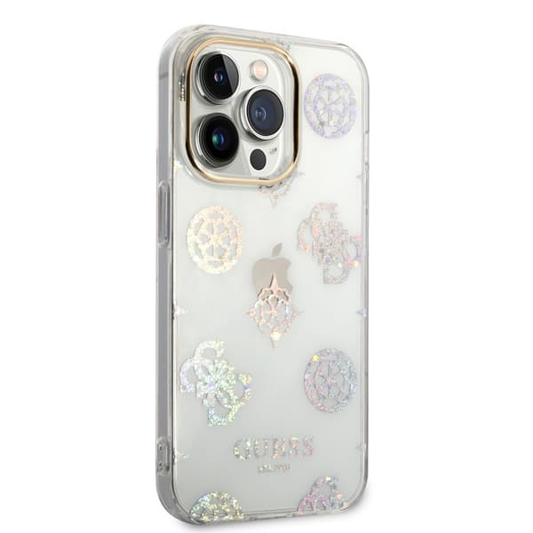 Guess iPhone 14 Pro Skal Peony Glitter Vit