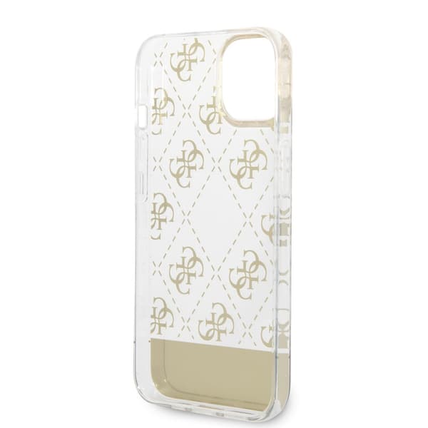 Guess iPhone 14 Plus Skal Bottom Stripe Script Logo Guld