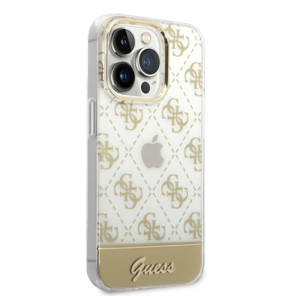 Guess iPhone 14 Pro Kuori Bottom Stripe Script Logo Kulta