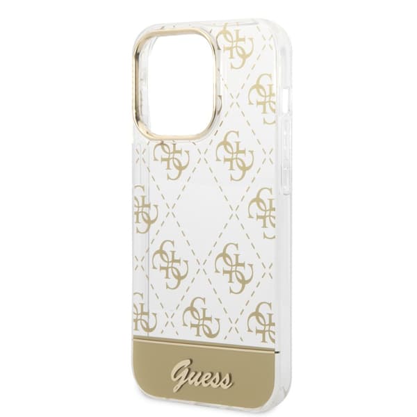 Guess iPhone 14 Pro Kuori Bottom Stripe Script Logo Kulta