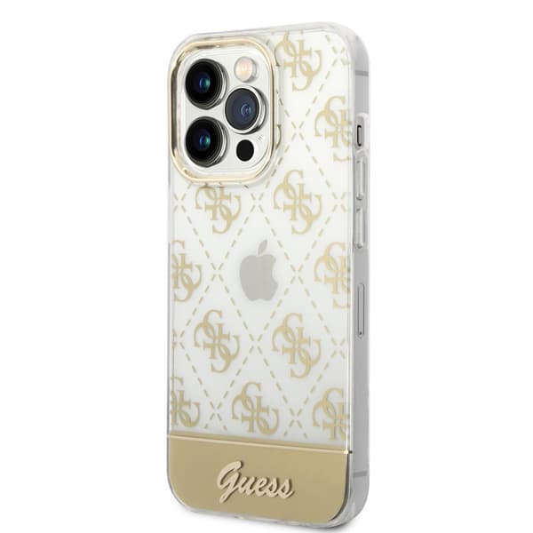 Guess iPhone 14 Pro Kuori Bottom Stripe Script Logo Kulta