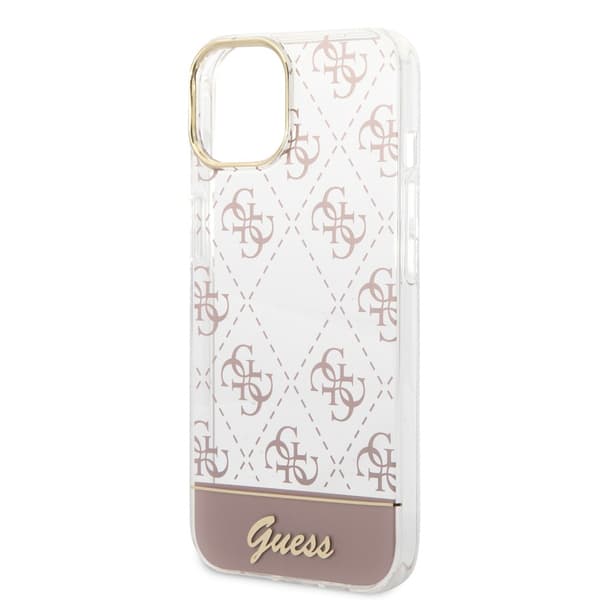 Guess iPhone 14 Plus Cover Bottom Stripe Script Logo Lyserød