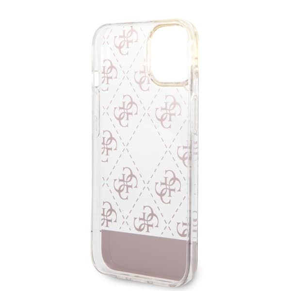 Guess iPhone 14 Plus Cover Bottom Stripe Script Logo Lyserød